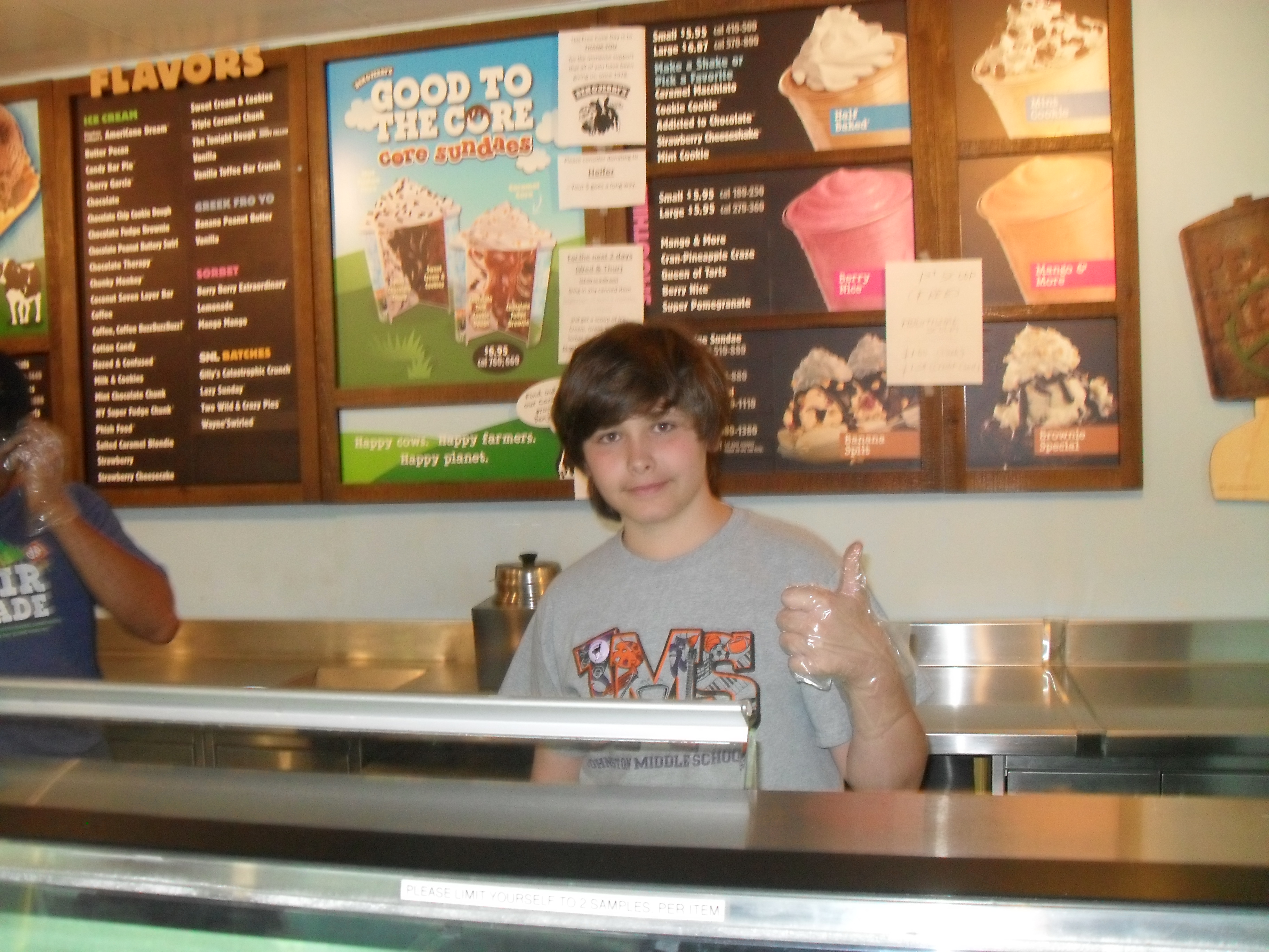 Thumbs up for ice cream and making the world a better place.
